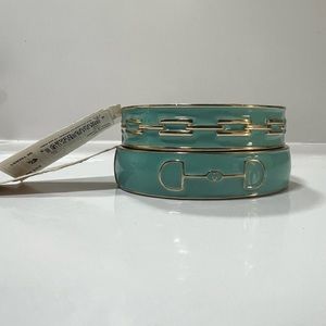 2 m.Haskell Turquoise/Gold Hinge Bracelets-New